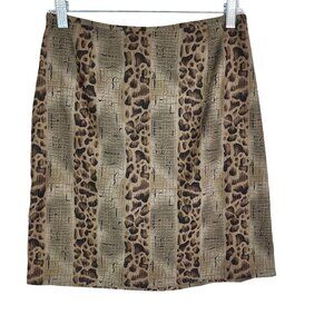 Womens Brown G-Dresses Leopard Animal Print Pencil Skirt Zip Back Size M